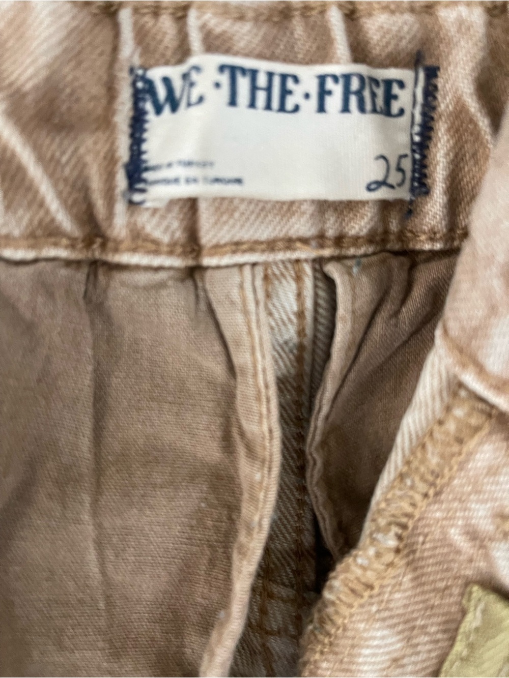 Free People We The Free Marx Slouchy Cargo Jeans 25 Tan Blue 2 Pair Bundle - Picture 7 of 8